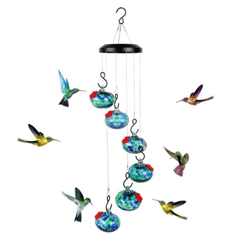 Charming Wind Chimes Hummingbird Feeders Window Bird Feeders For Outside Feeders - Blue - View 1