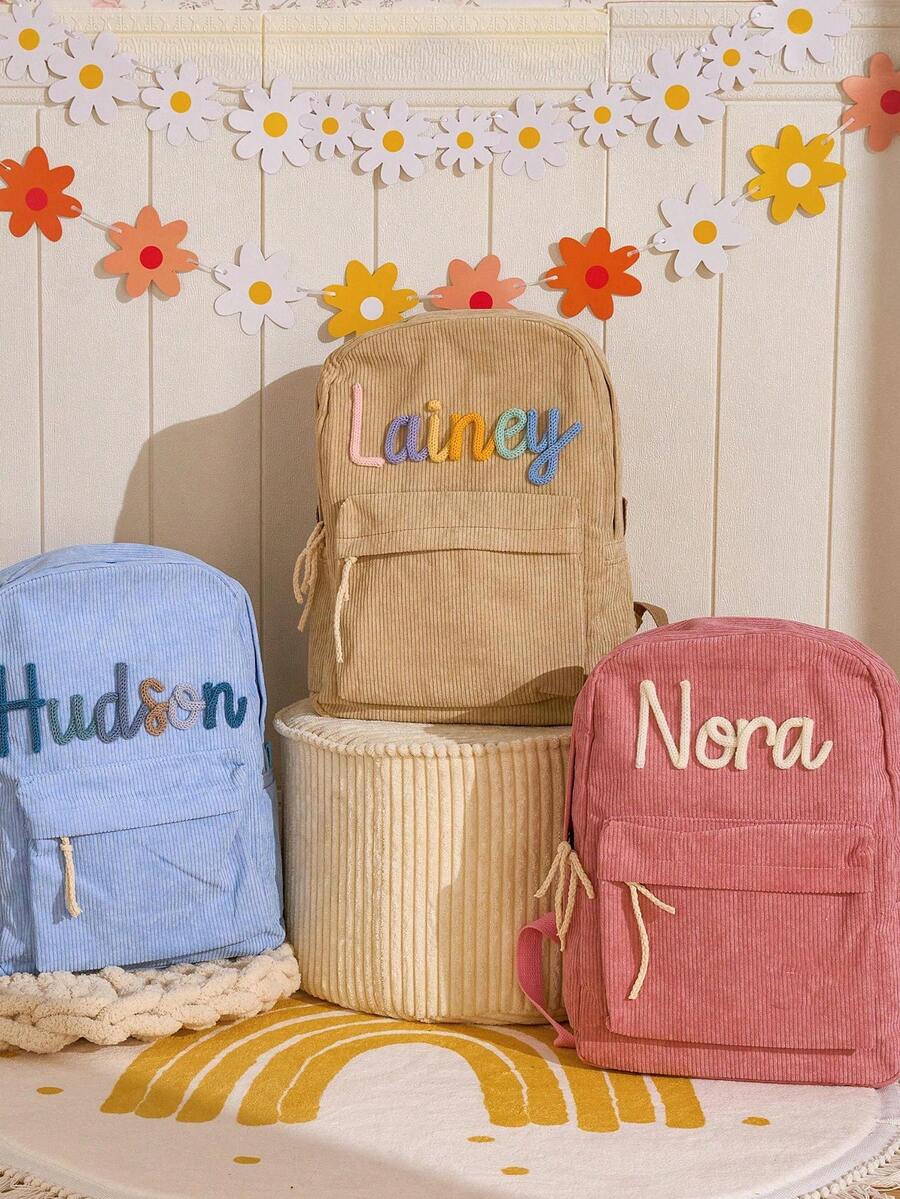 Tas Ransel Corduroy Kustom untuk Remaja, Hadiah Kustom untuk Remaja, Hadiah Kembali ke Sekolah untuk Anak Perempuan dan Laki-laki