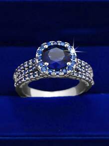 1 pièce Bague en zirconium multi-couches de luxe, élégante et sophistiquée, brillante. Cadeau idéal pour les femmes à la Saint-Valentin, anniversaire de mariage
