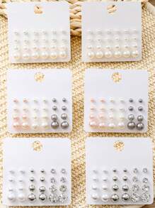 TopHanqi 72/36/12/6 Pairs Minimalist Elegant Faux Pearl Stud Earrings, Suitable For Women's Daily Wear, Commuting, Gathering, Dating, Gift, All Season