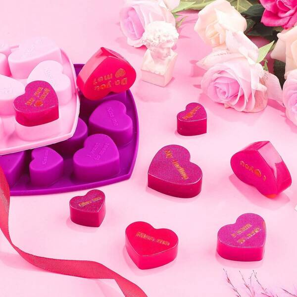 2 Stücke Silikonform in Herzform mit Konversation, 20 Mulden, antihaftbeschichtet, für Schokolade, Gelee, Pudding, Backen, Süßigkeiten zum Valentinstag, Cut Out
