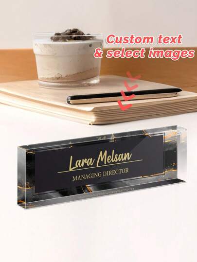 Custom Name Plate For Desk | Office Decor | Desk Nameplate | Personalized Acrylic Plaque | Gifts For Women Lady, CUSTOM Personalised Name Sign Plaque For Office Decor, Clear Acrylic Block, Coworker New Job Secret Santa Gift, School Supplies, Back To School, Ornamental, Reusable Stands