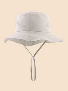 1pc Kids Solid Color Breathable Anti-Side Net Sun Protection Bucket Hat, Lightweight Breathable Beach Hat, Bucket Hat For Daily Wear - A - View 21