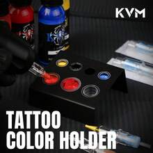 纹身颜料架，纹身墨水杯架，纹身色杯架，3种尺寸孔位，适合多种尺寸色杯，无需底座，不锈钢材质坚固耐用，易于清洁，小巧易携带，纹身艺术家必备，纹身用品配件 - 彩色 - 查看 3