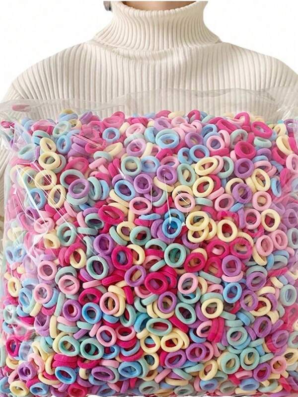 500pcs Salon-Pro Terry Cloth Hair Ties | No-Snag Gentle Elastics Bulk Value Pack For Women -Professional Styling Supplies For Salons, Events & Resellers, Ponytail Holders, Hair Rubber Bands