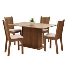 Dining Set With Table And 4 Chairs Madesa 5329 Brown And Cream Color - Brown/Cream - View 2