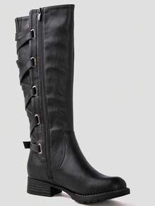 GLOBALWIN Women's Quilted Knee High Fashion Boots Strappy Boots For Women Goth Fall Boots Holiday Season Fall Winter Boots - màu đen - Xem 6
