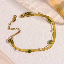 1 件欧美奢华不锈钢双层手链，经典复古风格，适合女士日常佩戴，钛钢链 - 手鍊 - 查看 5