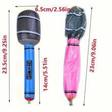 12pcs/6pcs Inflatable Microphone Props, PVC Microphone Entertainment Performance Stage Decor Inflatable Party Props Balloons Gifts, Inflatable Microphone Set - Modern Style, No Electricity Needed, No Feather, Suitable For Christmas, Halloween, Light Festival, Thanksgiving, Birthday Party And Music Festival Celebrations (Random Color)