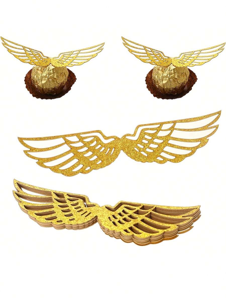 Alas de chocolate para decoración de fiestas de magos, 15/30 piezas de decoradores de oblea para cupcakes con 15/30 piezas de pegamento, decoradores de oblea para cupcakes para aniversarios, cumpleaños y bodas