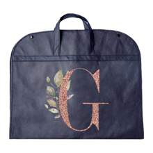 Portable Dustproof Clothing Covers Nonwovens Waterproof Clothes Dust Cover Tote Bags Rose Gold Initials A To Z Letter Pattern Clothes Dust Case Dress Protector Garment Bags Outdoors Close Organizer Dress Cover Suit Coat Storage Bag Garment Bags Wardrobe Hanging Garment Protector Cover Bag