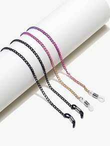 2 件黑色 + 彩色女士眼镜链，简约风格，休闲度假 - 彩色 - 查看 1