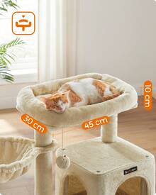 Arbre à Chat, Tour de Jeux, Grand Plate-Forme, Rose Bonbon/Beige/Blanc Crème/Gris Foncé/Gris Clair - Beige - Voir 2