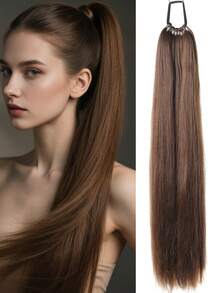 Ponytail Extension Around Pony Tail With Hair Tie 18~32 Inch Long Black Synthetic Straight Braiding Hair Ponytail DIY Braided For Women Girls Daily Party Cosplay