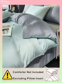 3pcs Light Blue & Light Grey Bedding Set For Student Dormitory, Soft Blend Duvet Cover & 2 Pillow Cases, Machine Washable (No Filler)