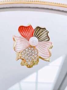 1 pièce Broche fleurie vintage - Décorée avec soin de strass, avec un centre nacré lumineux, un design floral brillant, idéale pour les fêtes, les vacances, les mariages et les occasions spéciales. Sac à dos pour l'école