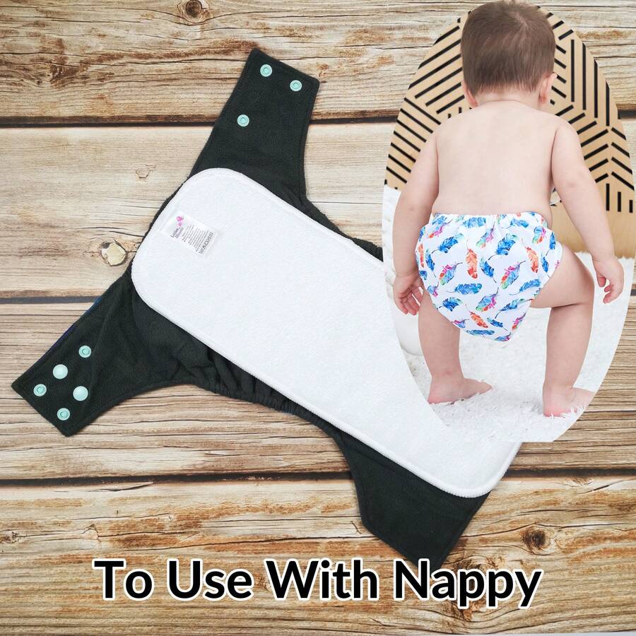 Littles & Bloomz Inserto de pañal de tela para bebé para pañales lavables y reutilizables, almohadillas de microf ibra de 3 capas de absorción de agua rápida - Blanco - Ver 1
