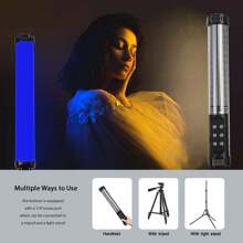 Lampe vidéo 360° RGB Baguette d'éclairage de photographie Lampe LED colorée pour fête Remplissage de lumière portable Éclair Speedlight pour diffusion en direct Prise de photo Maquillage