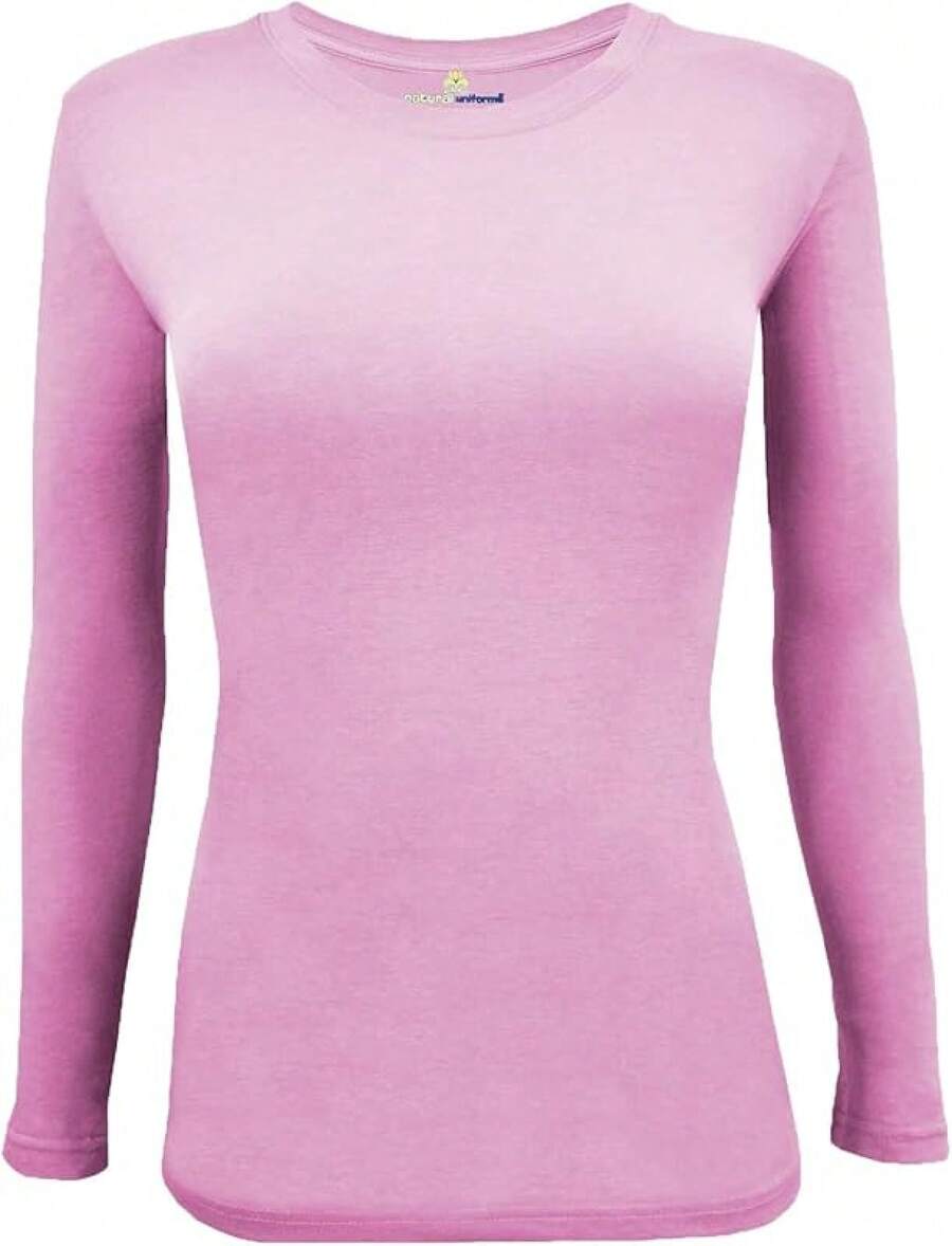 Women's Under Scrub Tee Crew Neck Long Sleeve-Shirt - 粉色 - 查看 1