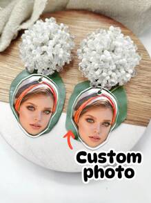1pc Custom Face Earrings, Fiance Earring, Engaged, Bachelorette Party, Bachelorette Weekend, Gifts For Him, Bachelorette Jewelry, Bridal Jewelry,Maid Of Honor Gift, Groom Earrings,Personalized Gifts, Holiday Decorations