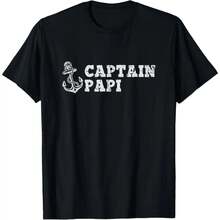 Captain Papi Sailing Boating Vintage Boat Anchor Funny T-Shirt - Black - View 1
