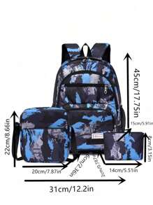 Fashion New Camouflage Three Pieces Package Junior High School High School Students Backpack Multi-Functional Messenger Bag Pencil Case Bag For School College