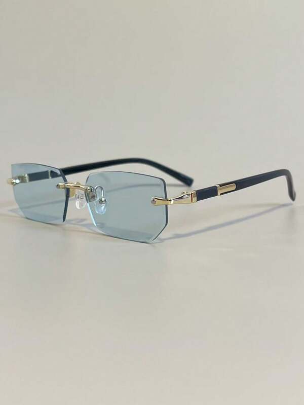 1pc Frameless Decorative Leg Fashion Glasses, Stylish Small Frame Glasses For Beach Vacation