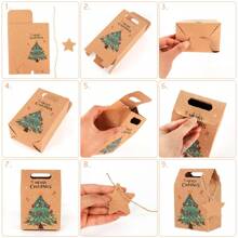 6/24Pcs Merry Christmas Gift Box With Tag 6 Patterns Kraft Paper Candy Packing Santa Snowman Bag 2025 Xmas Party Decorations Home Decor New Year 2026