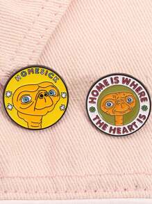 1/2 piezas Broche con diseño de alienígena geométrico gracioso y feo, accesorio metálico para ropa, decoración versátil