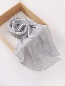 FADZOYLE 1条闪亮纯色围巾 女士头巾 长款柔软丝滑触感头巾 简约披肩围巾 女士包头巾 日常晚宴旅行婚礼派对新娘礼服 - 彩色 - 查看 14