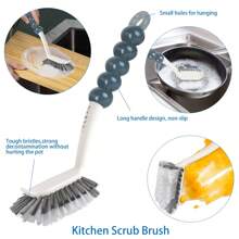 4-Piece Multi-Size Nylon Cleaning Brush Set, Modern Assorted Colors Ergonomic Handle Non-Scratch For Kitchen Bathroom Shoe Cleaning Including Dish Brush Cup Brush Scrub Brush - Ideal For Home Cleaning Spring Cleaning [ Kitchen Cleaning Brush, Dish Brush]