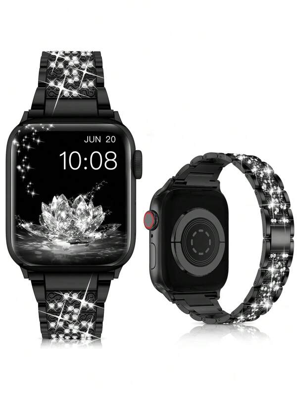 Band Compatible With Apple Watch Bands 40mm 38mm 41mm 42mm 44mm 45mm 49mm, Dressy Chain Link Replacement Accessories Bracelet Adjustable Wristband Strap For I Watch Ultra SE Series 10/9/8/7/6/5/4/3/2/1 Women