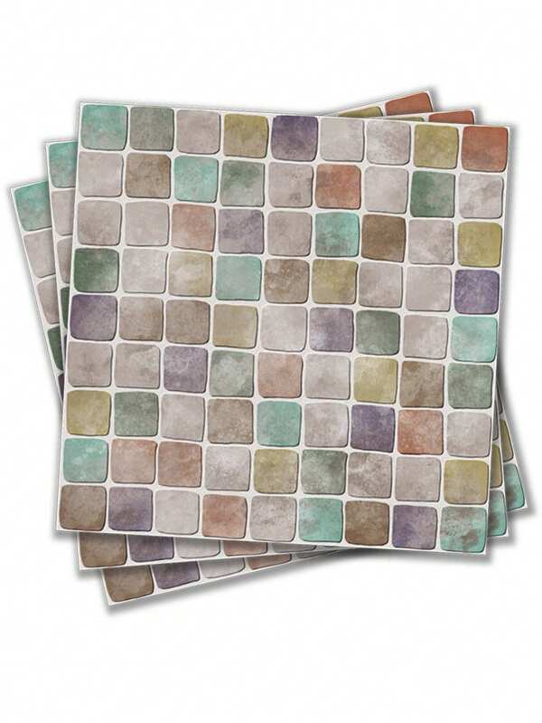 10pcs-7.87x7.87in/5.9x5.9in Square Tile Sticker Film Marble Oil Colours Abstract Peel & Stick Self-Adhesive Bathroom Toilet Kitchen Laundry Room Decoration