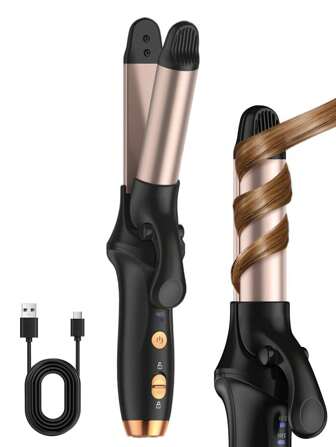 Cordless Rechargeable Curling Iron, Wireless 2 In 1 Hair Straightener & Hair Curler, Travel Mini Curling Iron 4000mAh, Hair Straightener And Curler 2 In 1 For Long Short Hair