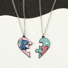 Set de 2 collares colgantes de acero inoxidable con diseño de dibujos animados adorables de Stitch, collar magnético de pareja adorable, adecuado como regalo para su pareja, regalo de pareja, regalo para ocasiones festivas
