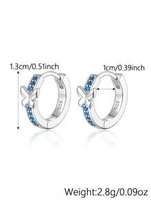 1 Paar 925 Sterling Silber Ohrringe mit Schmetterlingen - verziert mit funkelnden blauen und weißen kubischen Zirkoniasteinen. Elegant, glamourös und niedlich. Perfekt für den täglichen Gebrauch von Jugendlichen oder Veranstaltungen, ideale Geschenke zum Geburtstag oder zu Feiertagen für Mädchen oder Freundinnen