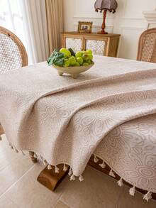 MineLain 1 buah Taplak Meja Persegi Panjang Mewah Eropa Warna Beige Kopi, Taplak Meja Makan, Pola Bunga 3D, Kerajinan Timbul Jacquard, Dekorasi Taplak Meja, Meja Kopi, Taplak Meja Teras Luar Ruangan, Cocok Untuk Ruang Makan Dapur Rumah, Acara Makan Bersama, Liburan, Pesta, Pernikahan, Dekorasi Ulang Tahun, Dekorasi Rumah Sehari-hari, Semua Musim - Cokelat - View 3