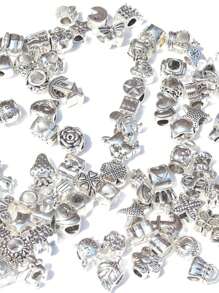 25 Stück sortierte Legierungs-Perle, Perlen mit großem Loch, abgenutzte Zinklegierung Abstandsperlen für DIY Armband