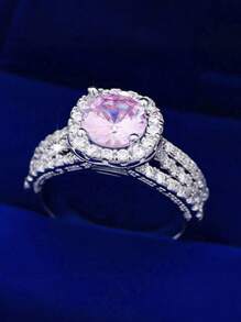 1 pièce Bague en zirconium multi-couches de luxe, élégante et sophistiquée, brillante. Cadeau idéal pour les femmes à la Saint-Valentin, anniversaire de mariage
