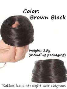 Synthetic Chignon Elastic Rubber Band Fake Hair Bun Clip In On Hair Tail Extension Updo Hair Piece Ponytail For Women - Multicolor - View 15