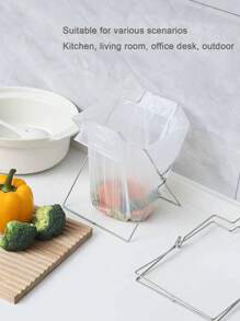 1pc/2pcs Stainless Steel Foldable Trash Bag Holder & Cleaning Cloth Rack, Kitchen Waste Bin Organizer