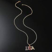 4th Of July Necklace Patriotic Rhinestone Red Blue White American Flag Enamel Stars Heart USA Flags Sparkly Crystal CZ Pendant Necklace For Men Women Independence Memorial Day Fourth Of July Jewelry Gifts2025 - 美國項鍊 - 查看 5