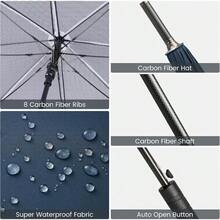 G4Free Strongest Golf Umbrella With Full Carbon Fiber Wellconstructed And Super Lightweight And Windproof Double Vented Mesh Canopy Large Oversized Stick Umbrellas For Rain Sun Automatic Open - navyblue - View 7