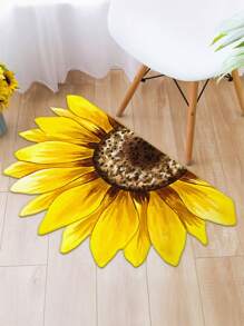 1 pièce Tapis décoratif moelleux de haute qualité à motif en forme de tournesol, décoration de chambre à coucher, tapis, tapis, décoration de la maison, tapis de salon, tapis de salon, tapis de chambre à coucher, décoration de la maison de salon, tapis d'extérieur, tapis lavable