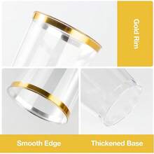 New-2025  50PCS 12oz Gold Plastic Cs For Party, Disposable Gold Rim Cs, Plastic Cocktail Glass For Wedding Thanksgiving, Christmas, And Parti - Gold-12oz 50 Pack - View 3