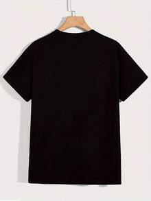 elegante y de corte holgado, presenta un estampado de graffiti de muñeca,eans.Adecuado para el estilo Y2K y ocasiones deportivas.180g 100% algodón.Unisexo. - Negro - Ver 2