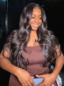 Uveous 200% Density 13x4 Body Wave Lace Front Wig Human Hair With Baby Hair Pre Plucked HD Transparent Lace Frontal Human Hair Wigs For Women Natural Black Color  Lace Front Wigs Human Hair - Natural Black - View 3