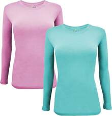 Women's Under Scrub Tee Crew Neck Long Sleeve-Shirt - Z-2pk-pnk/Aqq - 查看 1