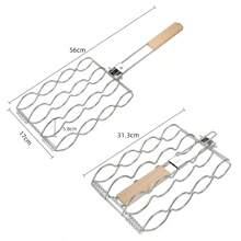 1 Metal Grill Basket, Suitable For Corn, Fish, Vegetables, Steak And Shrimp - Non-Stick Coating Barbecue Accessory, With Corn Tongs - Outdoor Cooking Tool, Battery-Free, Faridabio