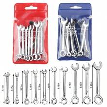 10pcs Mini Wrench Set, Metric & SAE Spark Plug Wrench Set, Open-End & Box-End Wrench Set, Small Wrench Set, Combo Wrench Set With Storage Bag, 4mm-11mm & 5/32"-7/16"